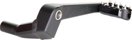Flo Motorsports adjustable brake pedal for Softail motorcycles, featuring M8 size and mids design, in black finish.
