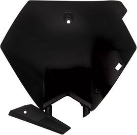 Acerbis black front number plate for motorcycle with sleek design and bold branding, mounted on the bike's front end.