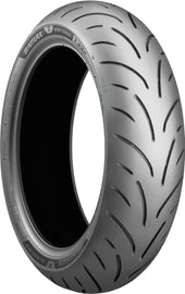 Bridgestone Battlax T33 motorcycle rear tire 150/70ZR17 radial with tread pattern, sidewall branding, and tire specifications.