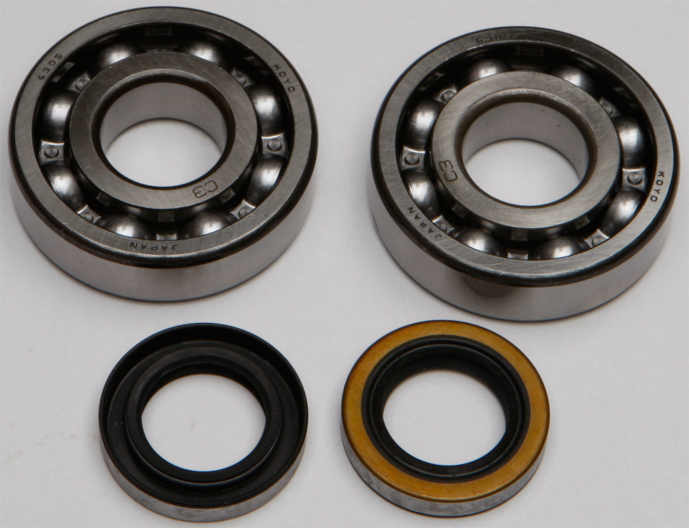 All Balls engine crankshaft bearing and seal kit with various seals and bearings, displayed on a white background.