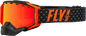 Fly Racing Zone snow goggles in black and orange with red mirror and amber lens, designed for winter sports and snowboarding.