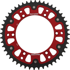 Supersprox rear stealth aluminum and steel 48-tooth motorcycle sprocket for Beta, GasGas, Husqvarna models, in red finish.
