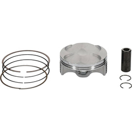 Vertex forged piston kit for Yamaha GP RC engine, includes standard 76.95mm piston with 13.85:1 compression ratio, image shows piston components.