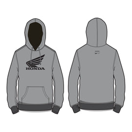 Gray DCOR Honda Wing sweatshirt featuring a printed Honda wing logo on the front, casual and comfortable style.