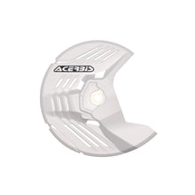 Load image into Gallery viewer, Acerbis linear front disc cover in white for Honda, Kawasaki, Sherco, and Yamaha motorcycles, showing a close-up view of the cover.