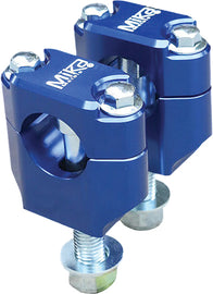 Mika Metals rubber-mounted bar clamps for Honda CRF250, 7/8 inch blue metal clamps with secure mounting for motorcycle maintenance.