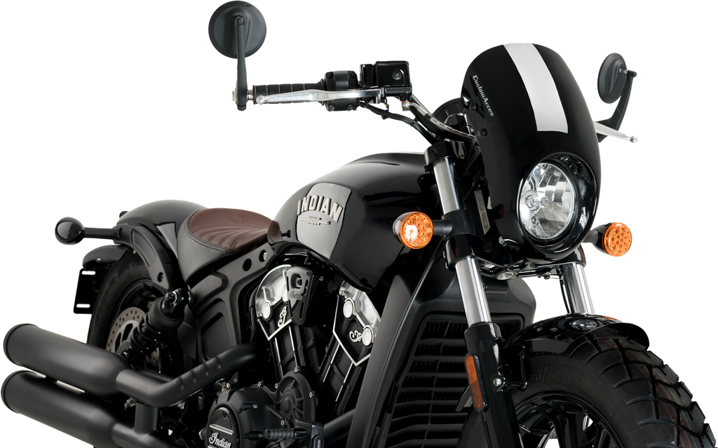 PUIG Anarchy semi fairing body for all Scouts models 2015-2025, black with aerodynamic design, motorcycle body part.