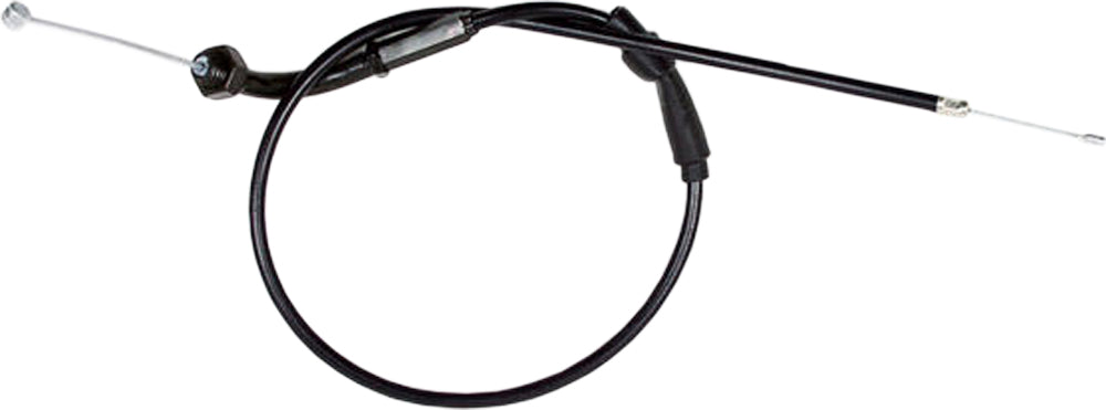 Motion Pro black vinyl throttle cable 70-2419 for motorcycle control lines, featuring a durable flexible design and metal fittings.