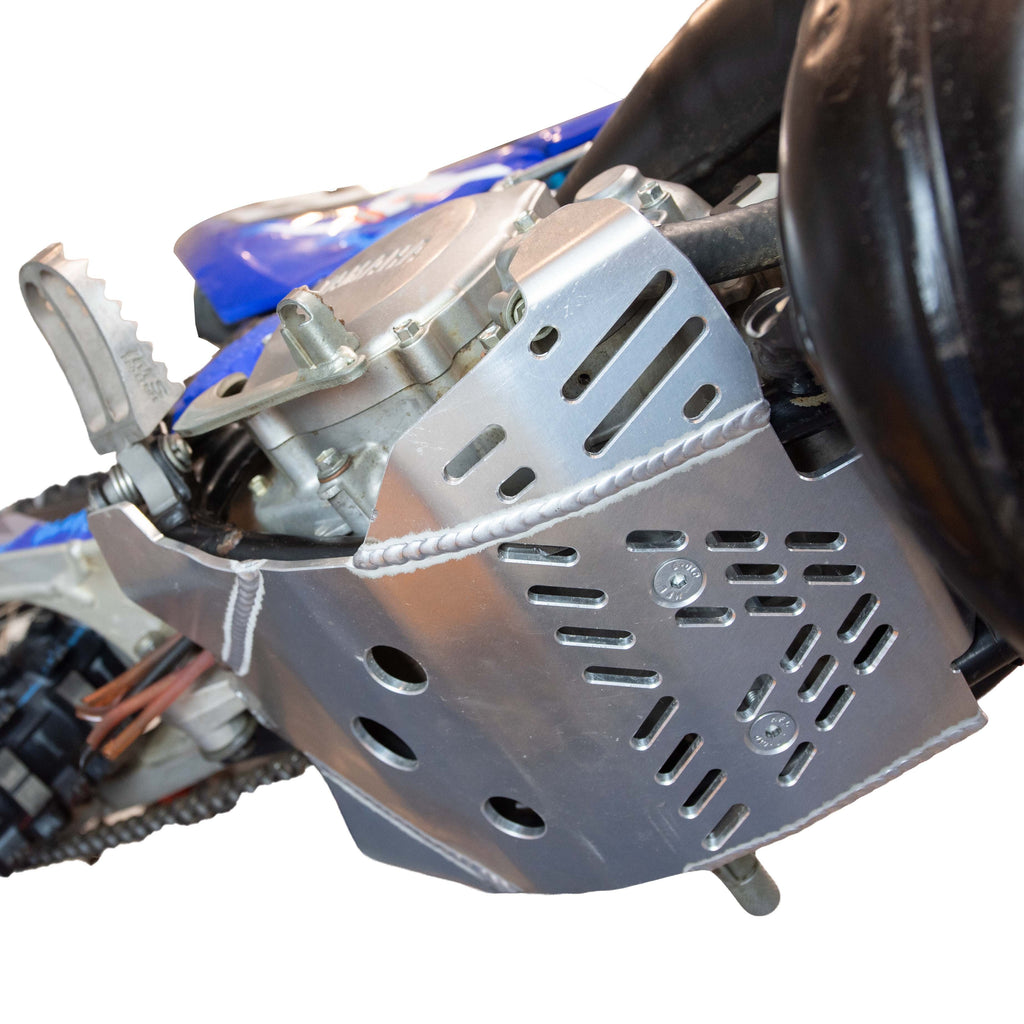 Enduro Engineering Yamaha skidplate guard with durable metal construction, designed to protect motorcycle underside during off-road riding.