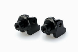 PUIG Footpeg Adapter Rider Tri 561-20386BK for motorcycle foot controls, black metal mounting hardware.