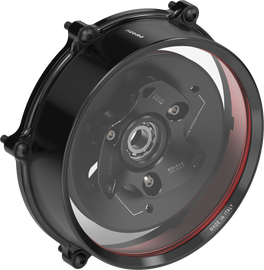 Black RIZOMA clutch cover for Ducati V4, model 58-ZDM181B, with detailed design and durable construction.