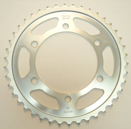 Sunstar steel rear sprocket 42-tooth for Suzuki and Yamaha motorcycles, featuring durable 530 chain compatibility.