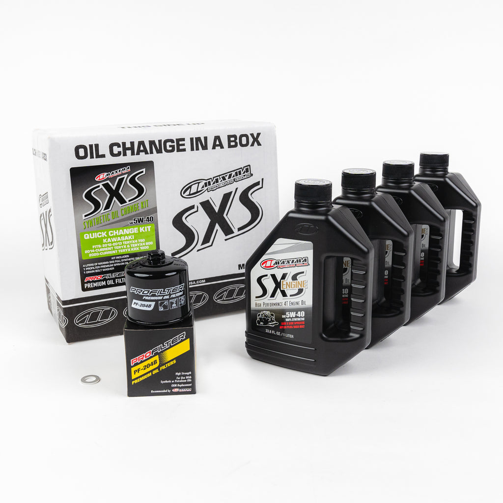 Maxima Sxs Oil Quick Change Kit 5w40 with oil filter for Kawasaki KRX, includes oil filter and essential components