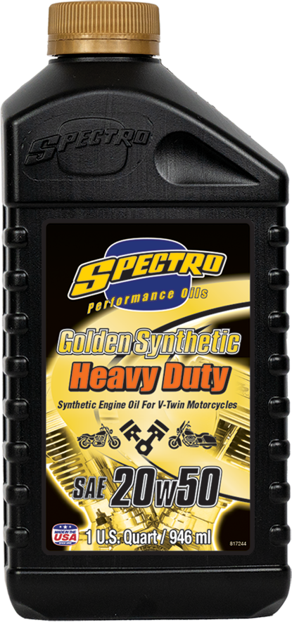 Spectro Heavy Duty Full Synthetic 20w50 motor oil 1-quart container for automotive engine lubrication and performance.