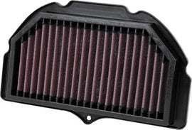 K&N Air Filter 761005R for improved engine airflow, shown in the image with the high-performance reusable air filter.
