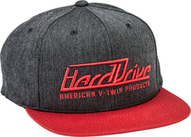 Black and red HardDrive HardDrive Hat featuring the brand logo on the front, casual baseball cap style.
