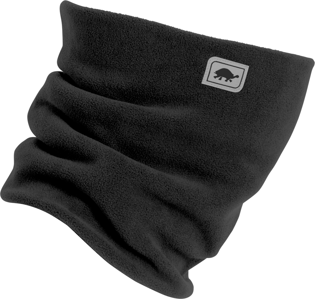 Black Turtle Fur fleece double-layer neck warmer, cozy and soft, designed for warmth and comfort.