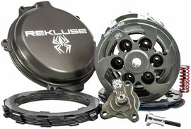 Rekluse Radius CX clutch for Berg, Husqvarna, KTM motorcycles, showing the clutch assembly and components in a detailed view