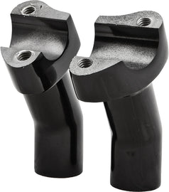 HardDrive H-Bar risers in black for 3.5-inch pullback handlebars, featuring a sturdy design for motorcycle handlebars.
