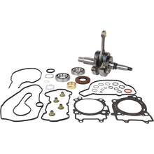Load image into Gallery viewer, Hot Rods Hot Rods Bottom End Kit 421-HR0211 engine components, including pistons, crankshaft, and connecting rods, on a workbench.