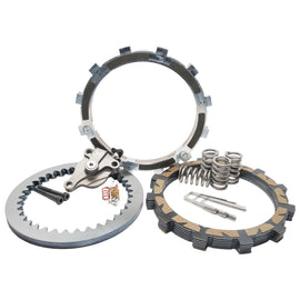 Rekluse Radius X auto clutch for motorcycles, close-up of clutch mechanism with branding and detailed components visible.