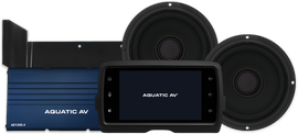 Aquatic AV Deluxe Harley Package Flht 14-23 audio, visual, and communication system with marine-grade components for Harley motorcycles.