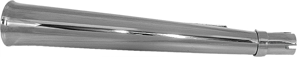 Emgo upswept right megaphone exhaust muffler 56-97642, cylindrical metal exhaust component with polished finish