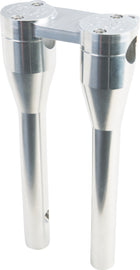 FORBIDDEN Moto Bar Riser 11-inch raw metal riser with gauge mount tabs, designed for motorcycle handlebars.