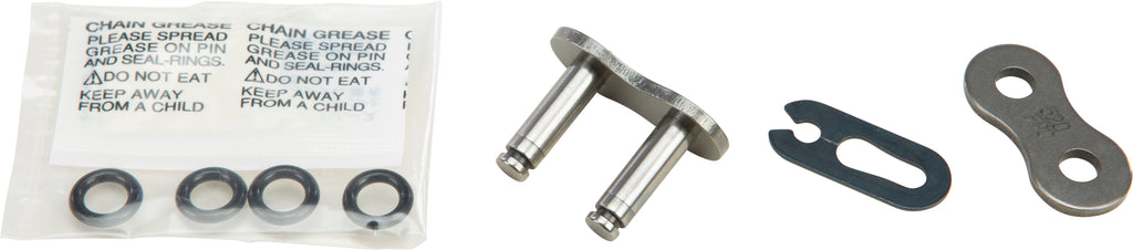 Fire Power Fire Power O-Ring Clip Master Link 520 chain link, silver metal, used for motorcycle or bike chains.
