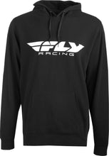 Load image into Gallery viewer, Fly Racing Fly Corporate black pullover hoodie for youth, featuring a soft fabric and logo detail in a casual, comfortable fit.