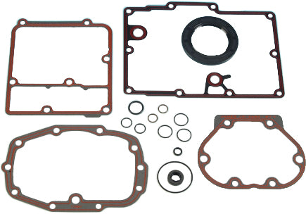 James Gasket transmission gasket kit for Dyna 5-speed bikes, featuring seals and gaskets for engine durability and performance.