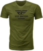 Fly Racing Fly Evolution Tee Olive in medium size, showing the olive green fabric and casual fit of the branded motorcycle-inspired t-shirt.