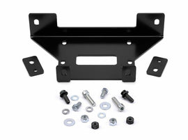Warn Winch Mount Pol 619-102946 bracket for off-road vehicle, shown installed on a vehicle bumper with mounting hardware
