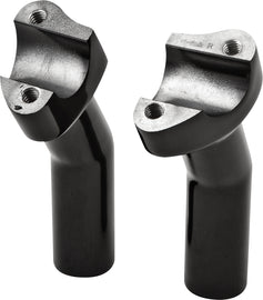 Black HardDrive H-Bar Risers with 4.5-inch pullback, designed for motorcycle handlebars, shown in the image.