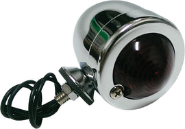 HardDrive Bullet Marker Light with chrome finish and red lens, single filament, for automotive use.
