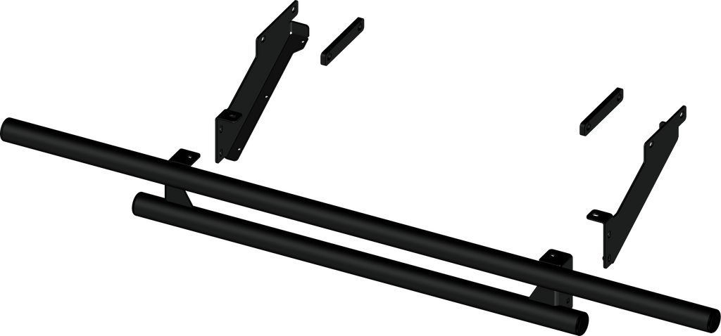 KFI Products JD XUV and HPX rear body bumper in black, showing the sturdy metal construction with mounting points.