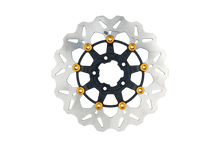 Load image into Gallery viewer, GBRAKES 11.8-inch floating wave brake rotor with black and gold buttons, designed for high-performance braking systems.