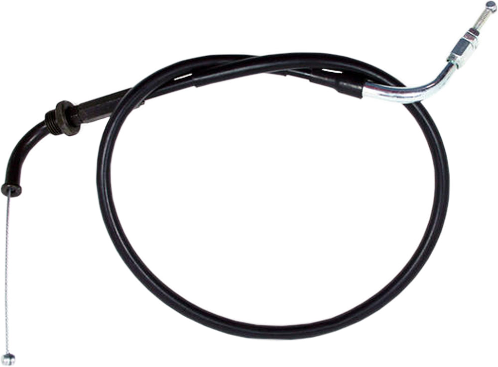 Motion Pro black vinyl throttle push cable 70-4145 for motorcycle control lines, showing the cable's black vinyl exterior and fittings.