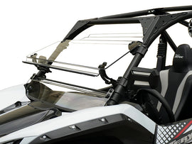 Spike Powersports D-2 full tilting windshield for Kawasaki, clear windscreen designed for off-road motorcycle protection.