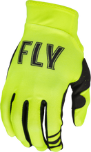 Load image into Gallery viewer, Fly Racing Pro Lite Hi-Vis gloves in XS size, featuring bright yellow high-visibility design and lightweight, breathable material.
