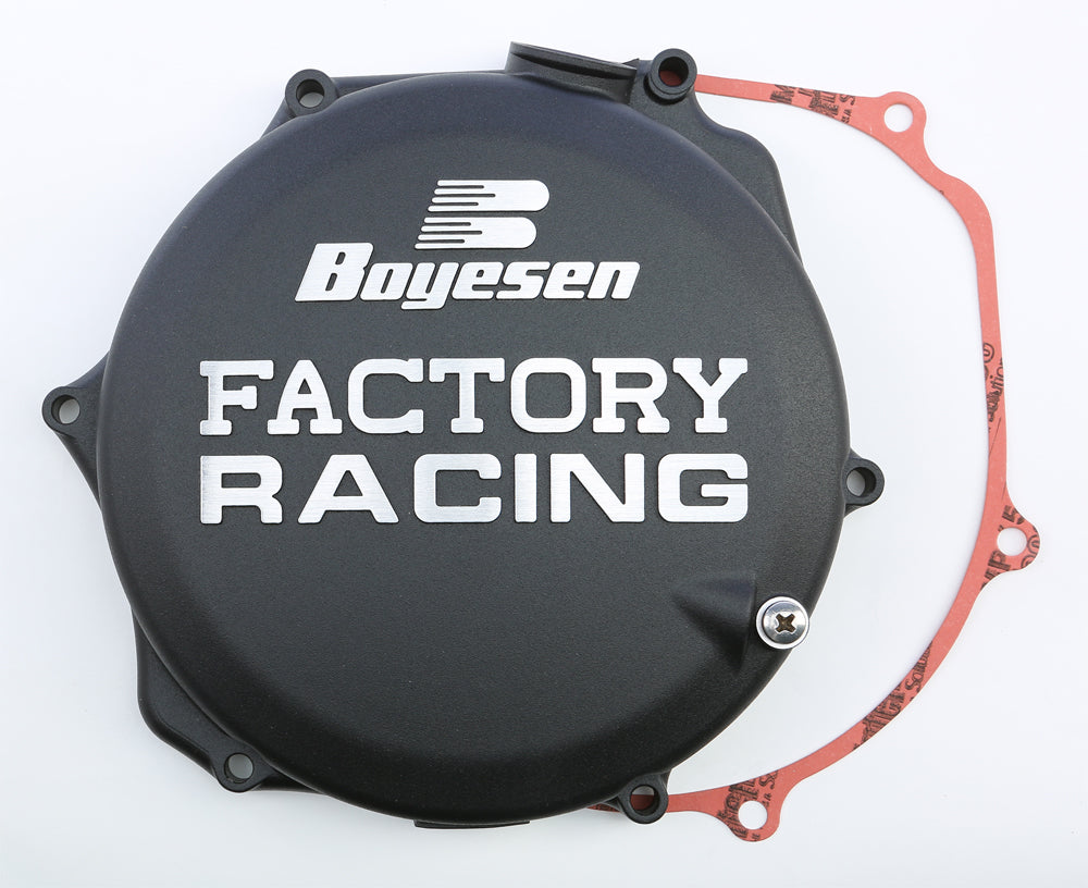 Boyesen Factory Racing clutch cover in black for motorcycles, featuring a sleek, durable design with the model number 59-7226AB.