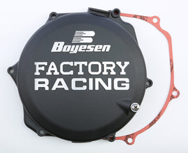 Boyesen Factory Racing clutch cover in black for motorcycles, featuring a sleek, durable design with the model number 59-7226AB.