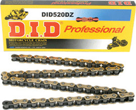 D.I.D gold 520DZ motorcycle chain link with model number 690-43001, showing close-up of the chain link and branding.