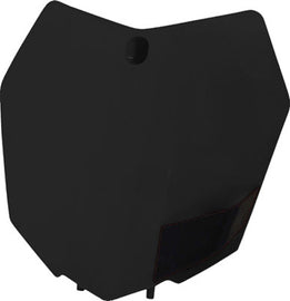 Acerbis black front number plate for motorcycles or bikes, featuring mounting holes and sleek design.