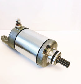 Ricks Motorsport Electric starter motor 27-61319, a compact black starter with wiring harness for motorcycle engines.