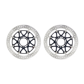 BREMBO upgrade front T Drive floating brake rotor with vented design and black finish, for enhanced braking performance.