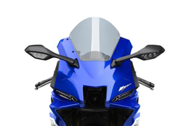 PUIG R-Racer Smoke motorcycle windshield, clear tinted windscreen for Yamaha R series bikes, lightweight and aerodynamic design