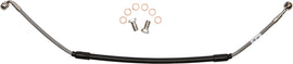 GALFER steel rear brake line for KTM motorcycles, showing a close-up of the durable braided steel hose with fittings.