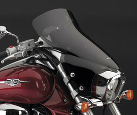Dark smoke National Cycle Vstream Touring Screen windshield for Suzuki motorcycles, showing the curved, tinted windscreen in detail.