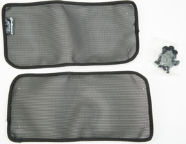 Polisport Plastics radiator louver mesh for motorcycle body, with black plastic grille and mounting points visible.